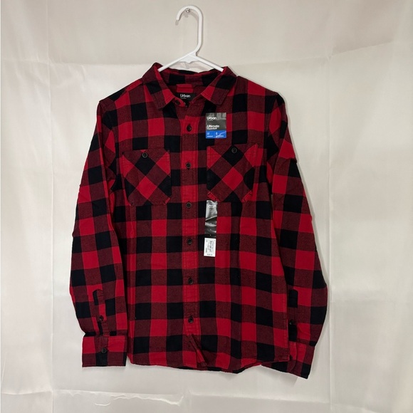 New with tags, boys size large plaid button up shirt, #C742 - Picture 1 of 5